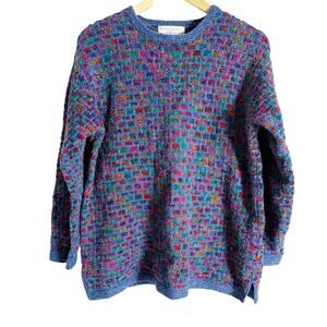 Vintage Portraits by Northern Isles Chunky Hand Knit Multicolor Sweater Size M